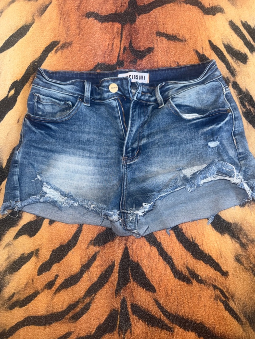 Disclosure Women's Distressed Blue Denim Jean Shorts